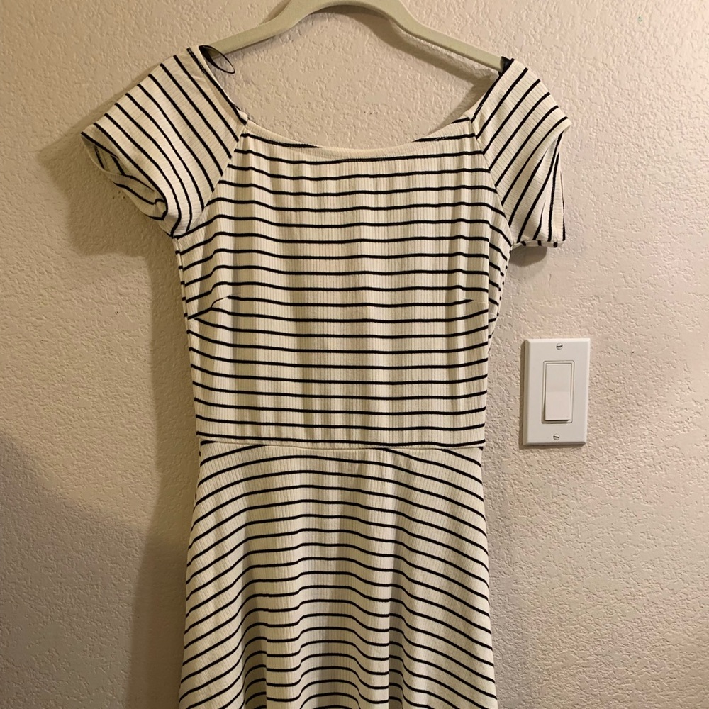 White and black skater dress